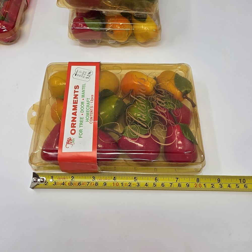 Vintage Kmart Trim A Tree Pear & Apple Christmas Tree Ornaments ~ 4 Boxes - Picture 15 of 16